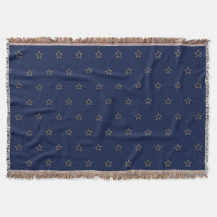 Star Pattern on Navy Blue Throw Blanket