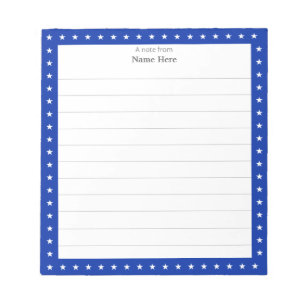 Star Pattern on Royal Blue Frame Lined Notepad