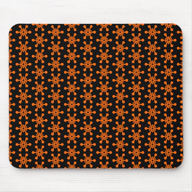 Star Pattern - Orange on Black Mouse Pad (Front)