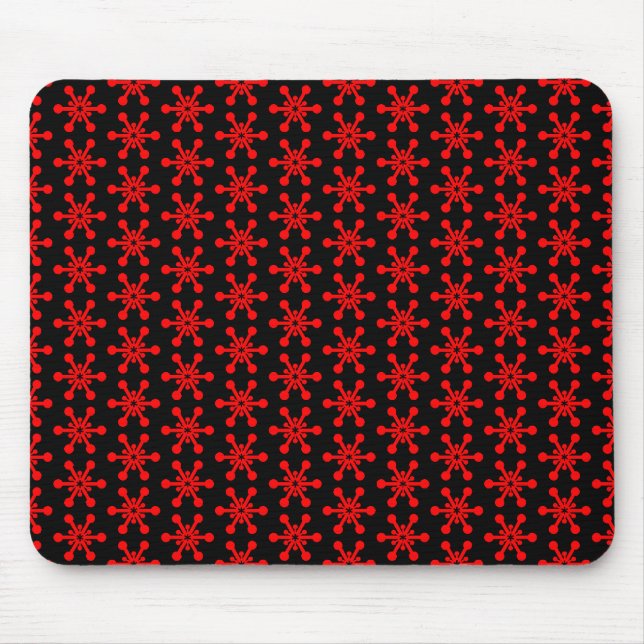 Star Pattern - Red on Black Mouse Pad (Front)
