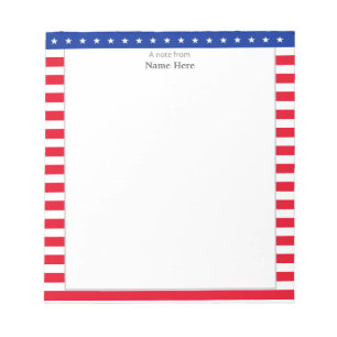 Star Pattern & Red White Striped Frame Notepad