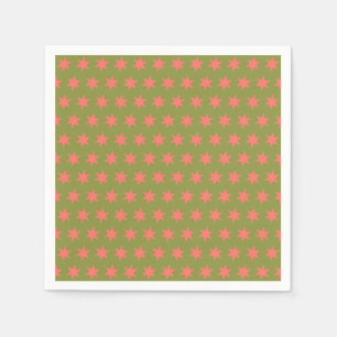 Star Pattern Trending Colours Green Coral Napkin