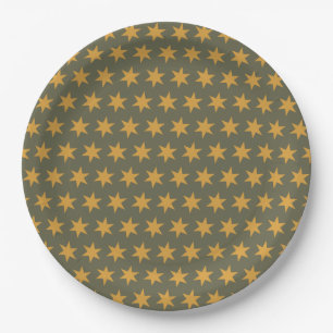Star Pattern Trending Colours Green Mango Paper Plate