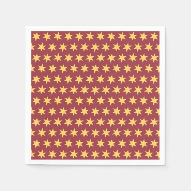 Star Pattern Trending Colours Maroon Gold Napkin (Front)