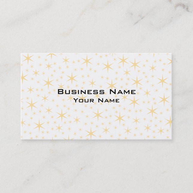 Star Pattern, White and Non-metallic Gold Colour. Business Card (Front)
