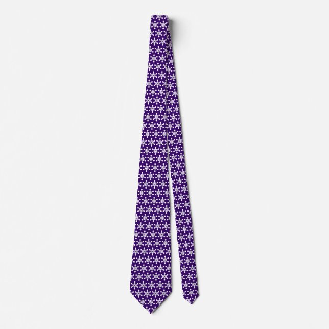 Star Pattern - White on Deep Purple 330066 Tie (Front)
