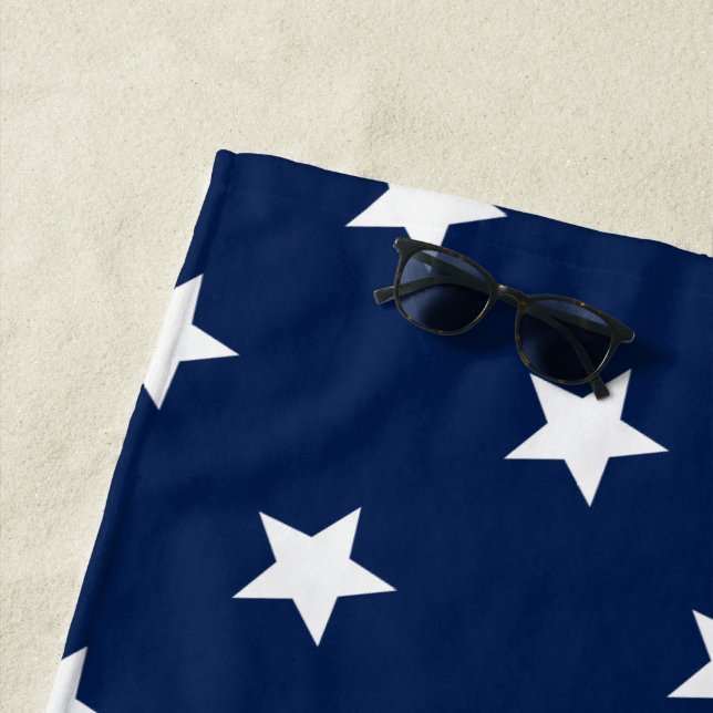 Star Patterned Blue Beach Towel (In Situ)