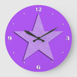 Star patterned in Chinese spiral - lavender Large Clock