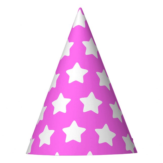 Star Patterned Pink Party Hat (Front)