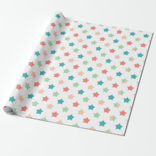 Star Patterns: Red, Green, Blue, and Peach Delight Wrapping Paper