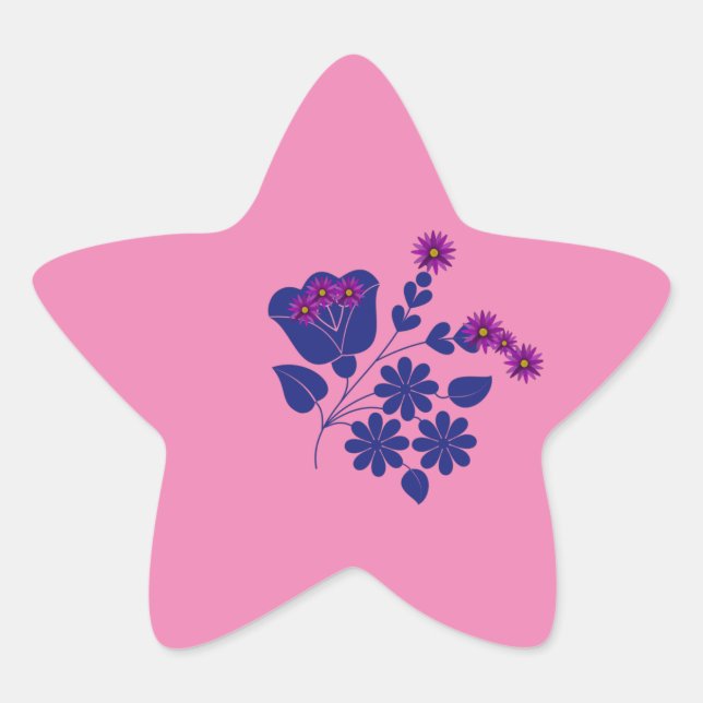 Star Pink Flower  Sticker (Front)