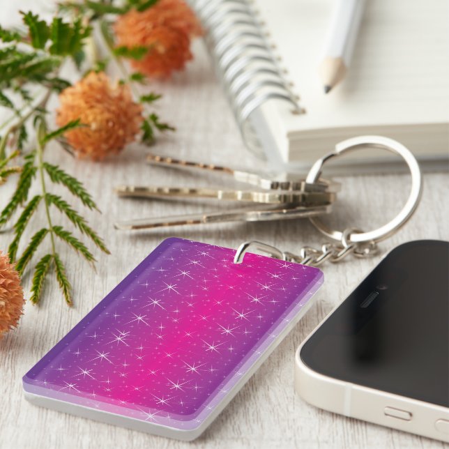 Star Pink Pattern Key Ring (Front Right)
