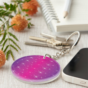 Star Pink Pattern Key Ring