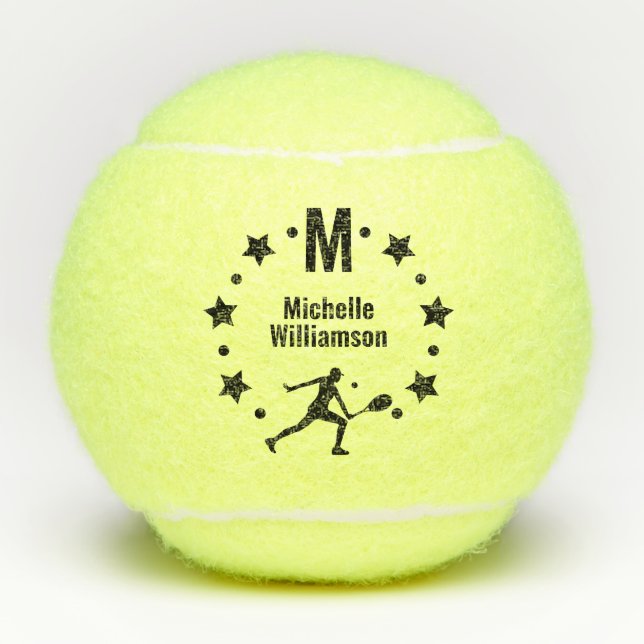 Star Player Monogrammed Tennis Balls (Front)