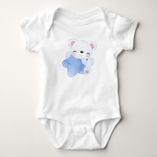 Star Polar Bear Baby Bodysuit (Front)