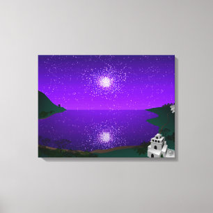 "Star Port" - Star Cluster over Alien Landscape Canvas Print