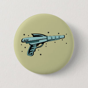 Star Ray Gun Laser Pistol 6 Cm Round Badge