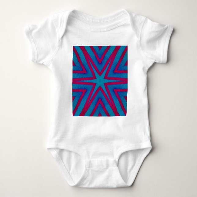 Star Red and Blue Geometric Baby Bodysuit (Front)