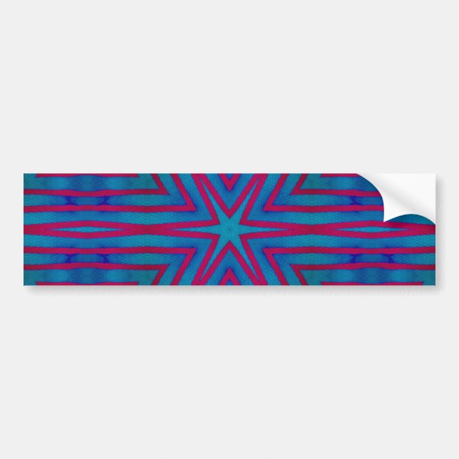 Star Red and Blue Geometric Bumper Sticker (Front)