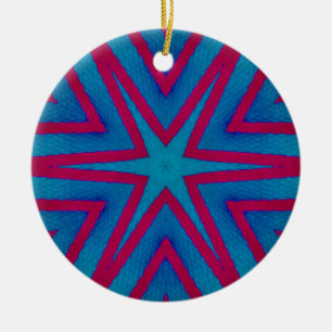 Star Red and Blue Geometric Ceramic Tree Decoration