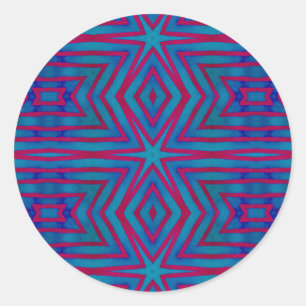 Star Red and Blue Geometric Classic Round Sticker