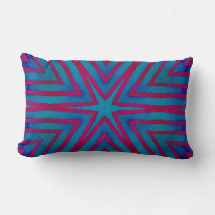Star Red and Blue Geometric Lumbar Cushion