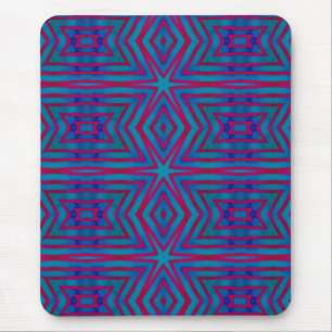 Star Red and Blue Geometric Mouse Pad