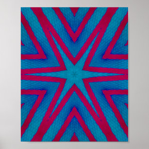 Star Red and Blue Geometric Poster