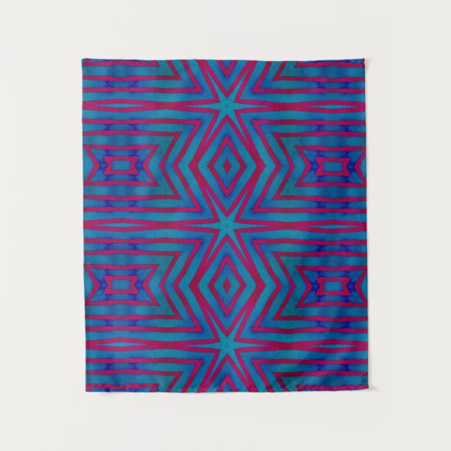 Star Red and Blue Geometric Tapestry (Front)