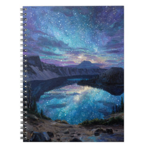 Star Reflections Colorful Lake Night Notebook