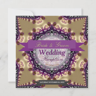 Star Royal Purple Gold Wedding Reception Invites