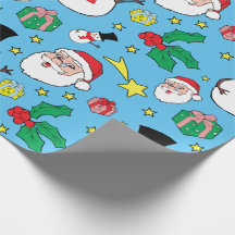 Star Santa Claus Snowman Christmas Pattern Blue