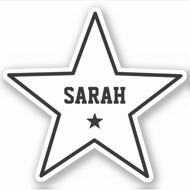 Star Shape Outline Simple Cool Custom Name (Front)