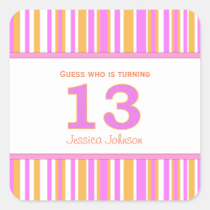 Star Shaped Personalised 13th Birthday Stickers