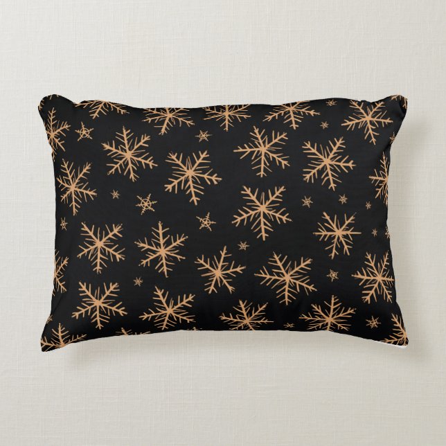 Star-shaped snow crystal pattern pillow (Front)