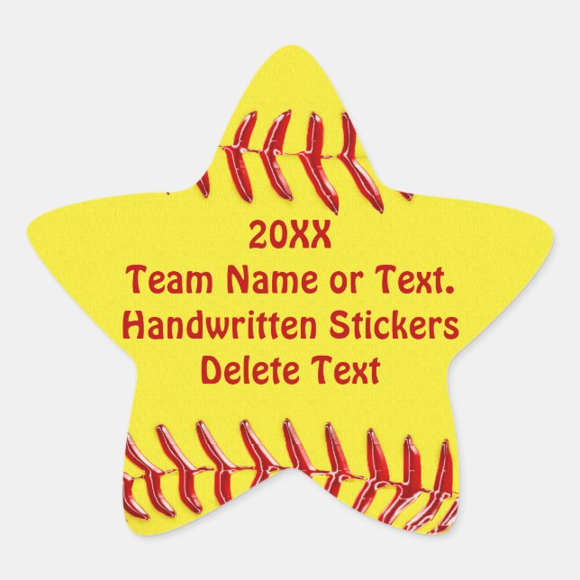 Star Shaped Softball Stickers Your Text or Blank (Front)