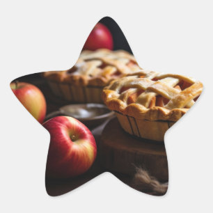 Star Shaped Sticker with Apples & Apple Pies