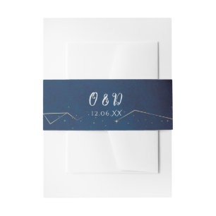 Star Sign Navy Wedding Cutlery Band Constellation Invitation Belly Band