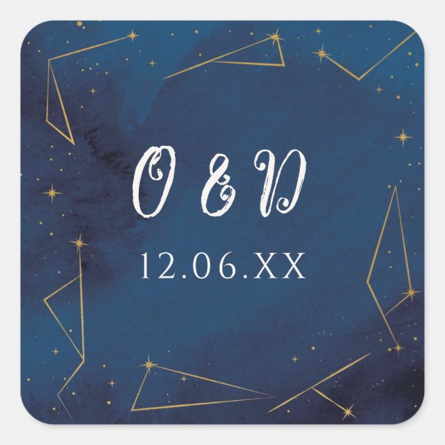 Star Signs Navy Initials Stickers Label Sky (Front)
