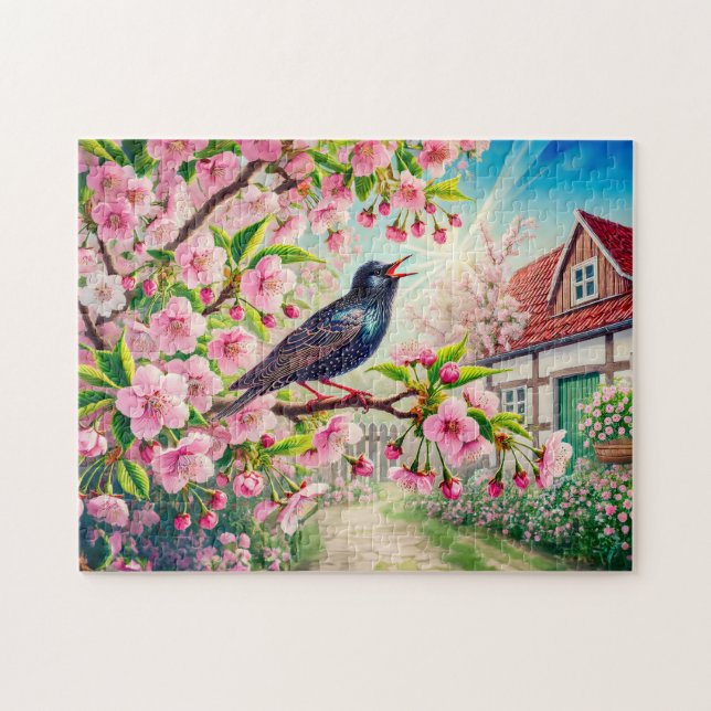 Star Singing in Cherry Tree Illustration Jigsaw Puzzle (Horizontal)