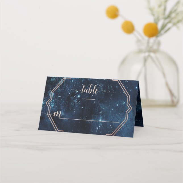 Star Sky Celestial Galaxy Wedding Table Number Place Card (Front)
