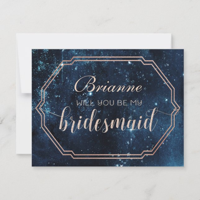 Star Sky Celestial Night Will You Be My Bridesmaid Invitation (Front)
