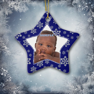 Star Snowflakes Photo Template Christmas Ceramic Tree Decoration