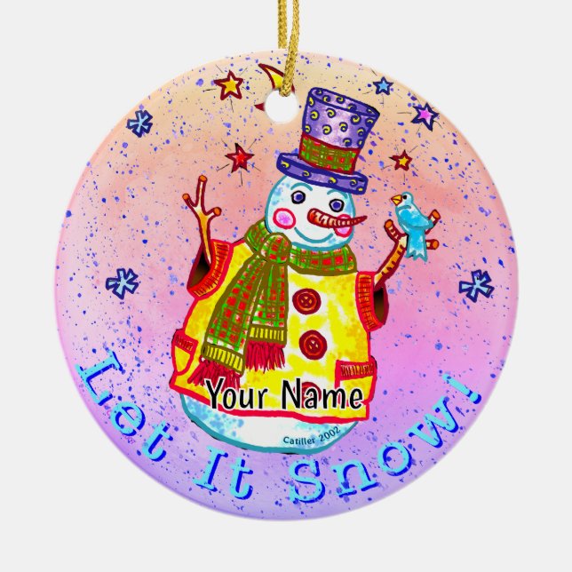 Star Snowman Ceramic Tree Decoration (Front)