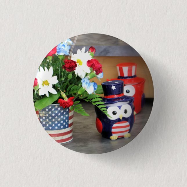 Star Spangled  3 Cm Round Badge (Front)