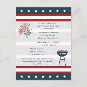 Star Spangled 4th of July Party Invitation Postcard