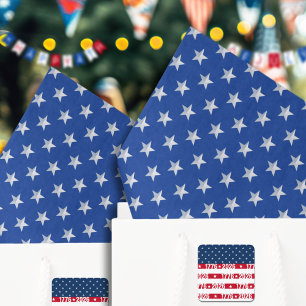 Star Spangled Americana Silver On Navy Blue Tissue Paper