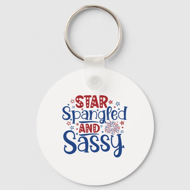 Star Spangled And Sy Independence Day Funny 4th Of Key Ring (Front)