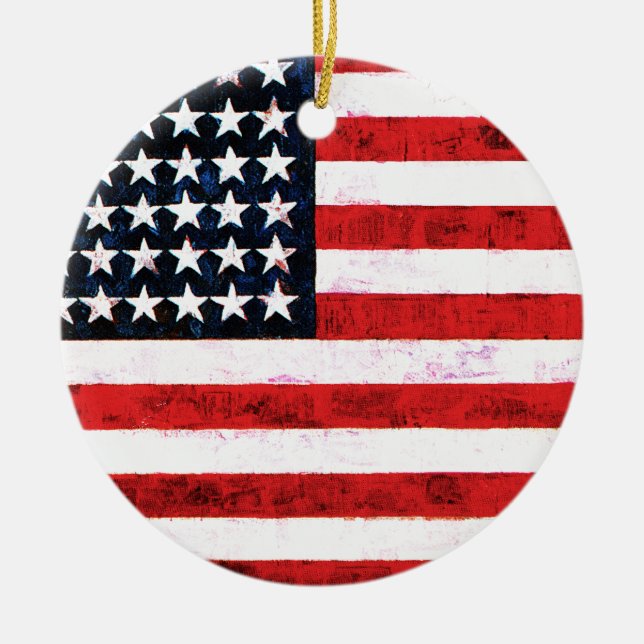 Star Spangled Banner - American Flag Ceramic Tree Decoration (Front)