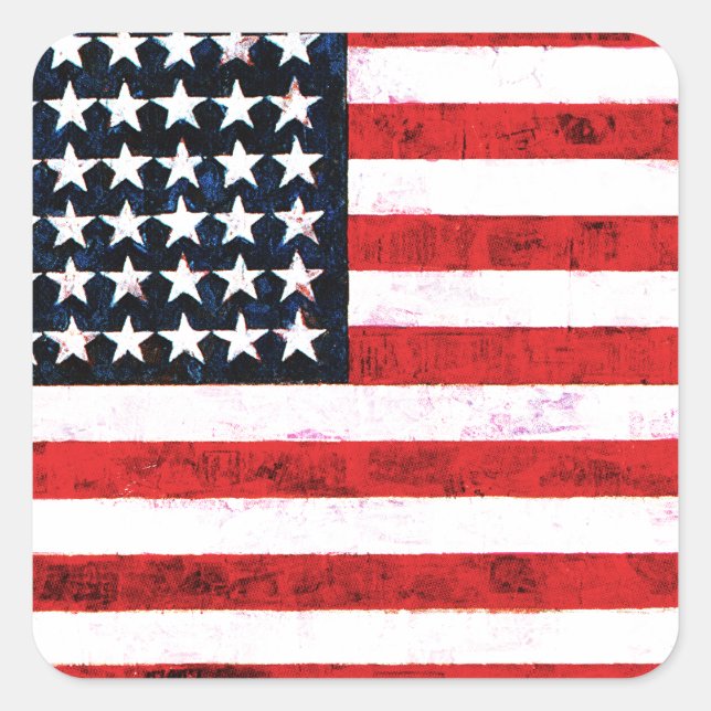 Star Spangled Banner - American Flag Square Sticker (Front)